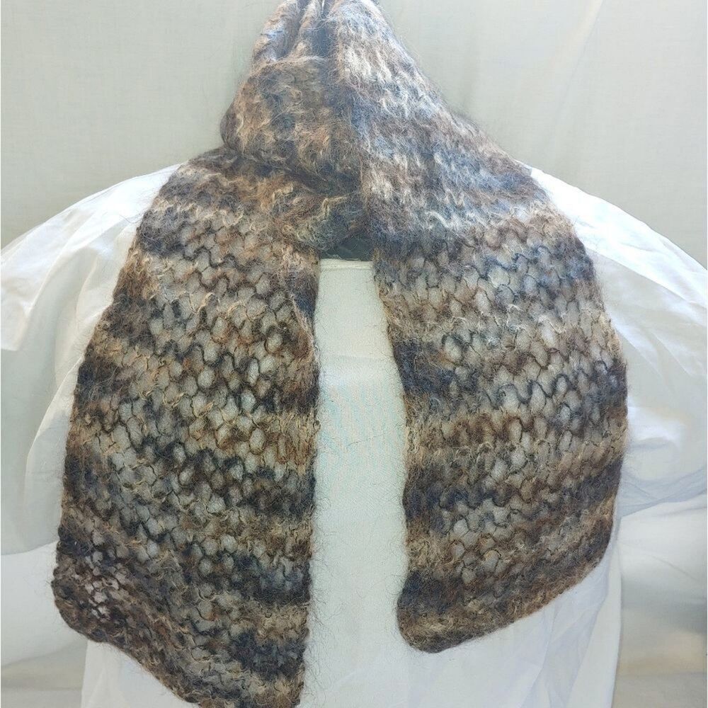 Handmade in USA 100% Wool Knit Rectangular Scarf